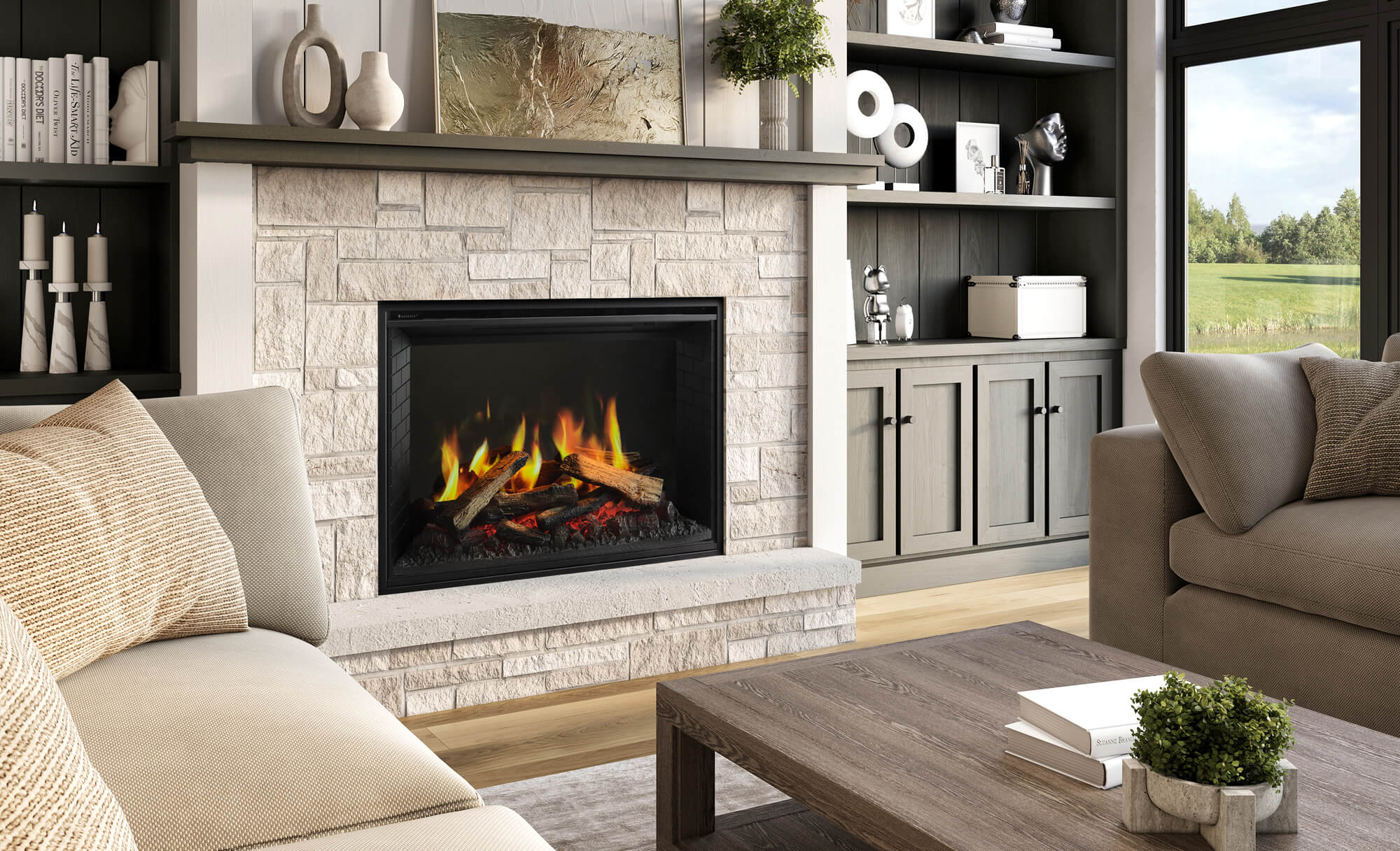 E36 LCD E36 LCD Electric Fireplace Oak Logs